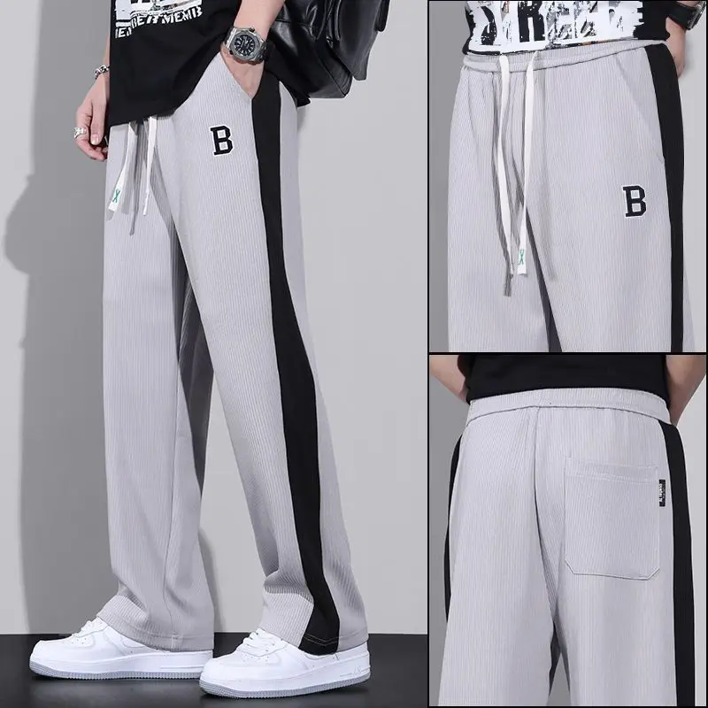 Harajuku Fashion Men Oversize Big Size Sweatpants Summer Thin Elastic Waist Baggy Streetwear Joggers Sports Wide Casual Trousers