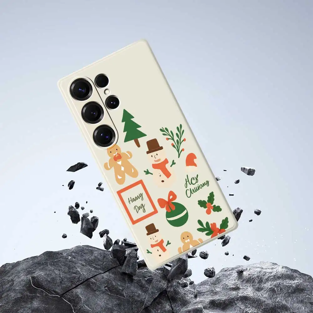 Чехол для телефона в рождественском стиле для Samsung Galaxy S25 S24 S23 S22 S21 S20 Ultra Plus S24FE S23FE S22FE S21FESicone Soft Cover Capa