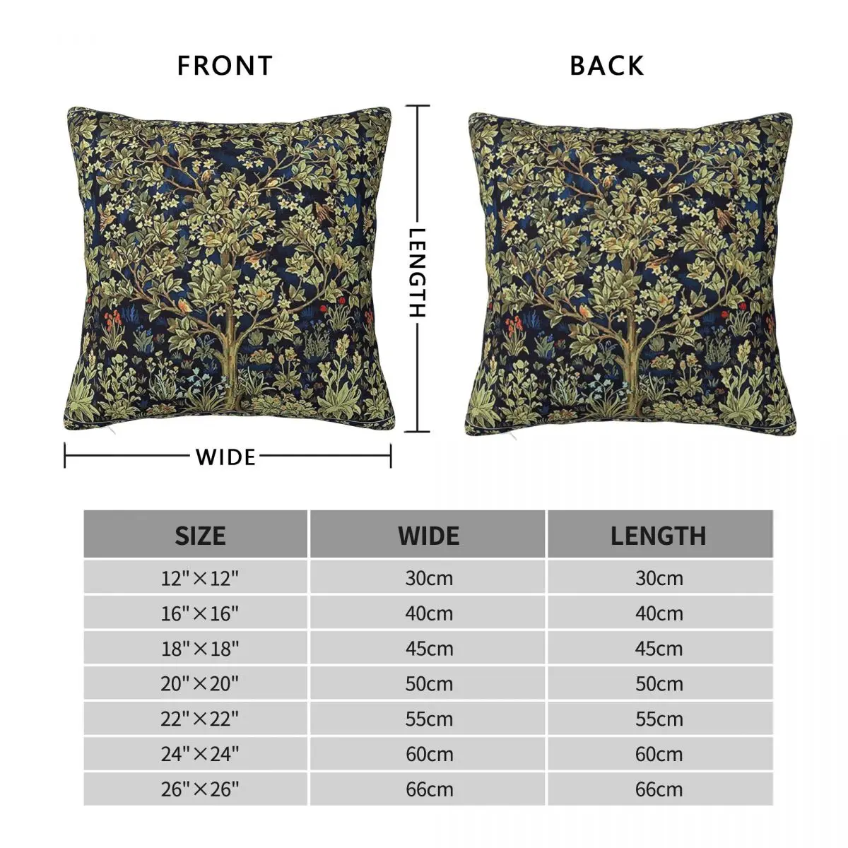 William Morris Tree Of Life Square Pillowcase Polyester Linen Velvet Creative Zip Decor Throw Pillow Case Car Cushion Case 45x45