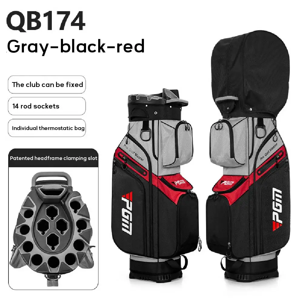 

PGM PU Golf Bag Large Capacity Travel Bags Multi-Function Waterproof Anti-collision Retention Fixing Frame Golf Club Bag QB134