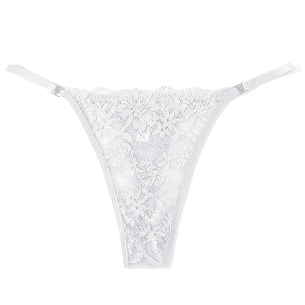 Ladies Polyester Thong with Hollow-Out Lace Detailing Solid Color Finish and Regular Fit for Spring to Winter Wear