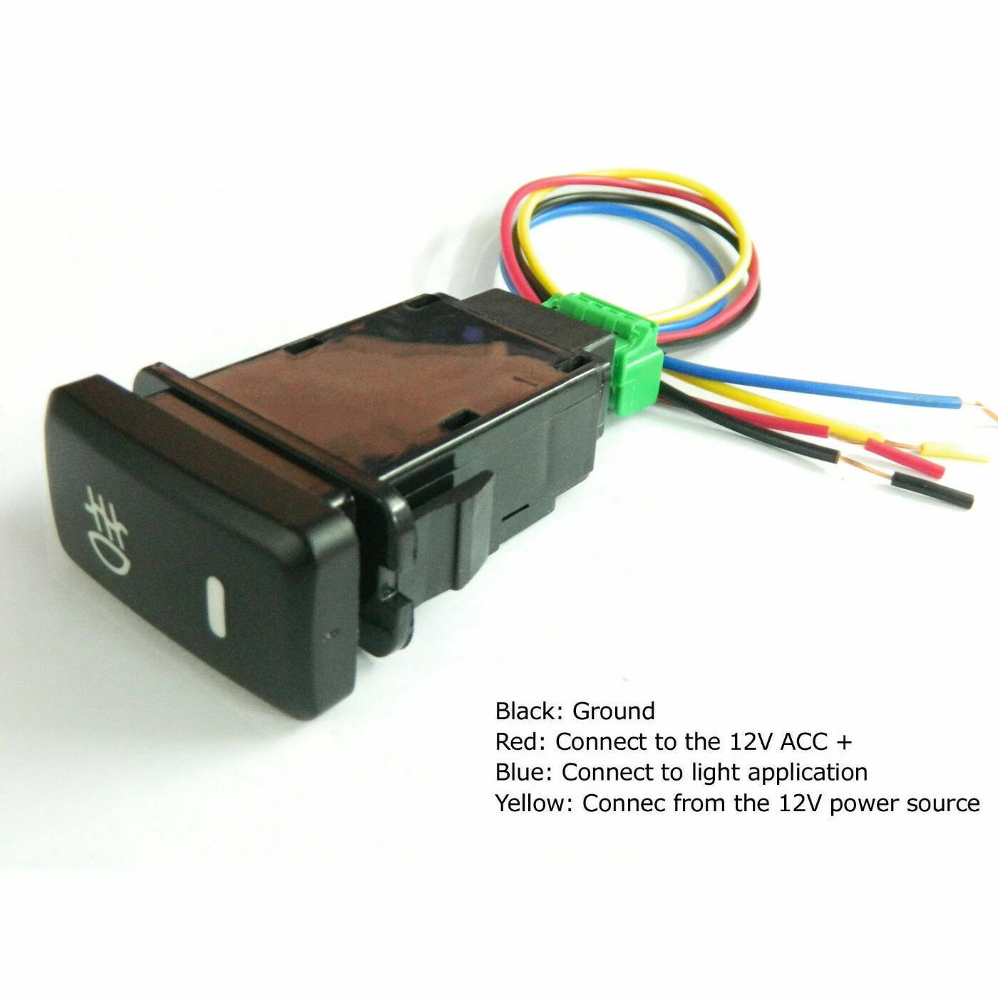 ABTU-4-Pole 12V Push Button Switch With LED Background Indicator Lights For Fog Lights DRL LED Light Bar(33X22mm)