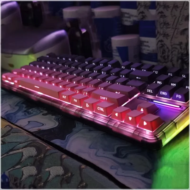 Aula F87pro Rgb 3-Mode Gaming Mechanical Keyboard Customized 87 Key Hot-Swapable Pbt Key Cap Gasket Structure Keyboard Halloween