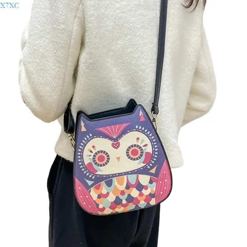 

X7XC Owl Crossbody Bag for Women PU Shoulder Bag Cartoon Owl Bag