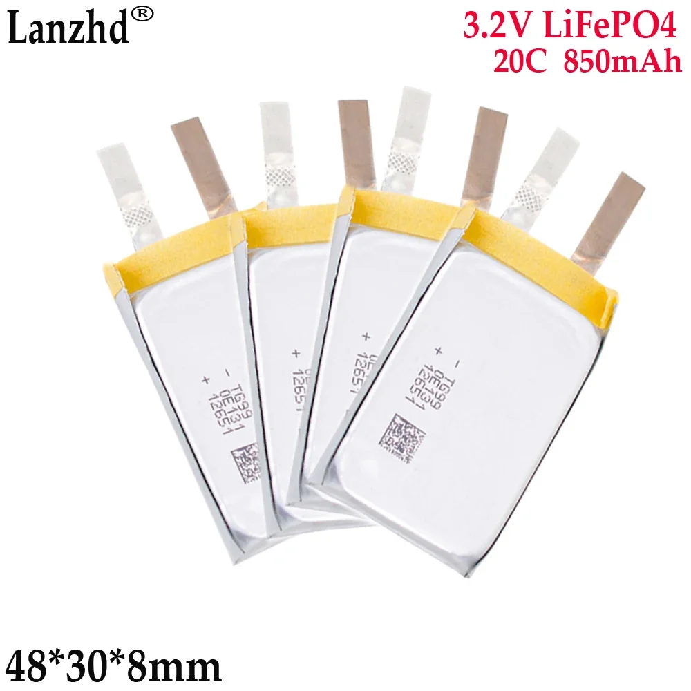 1-24 Uds LiFePO4 3,2 V batería de fosfato de hierro y litio 850mAh 20C para celda de motor turbojet con alta velocidad 803048   48*30*8 mm