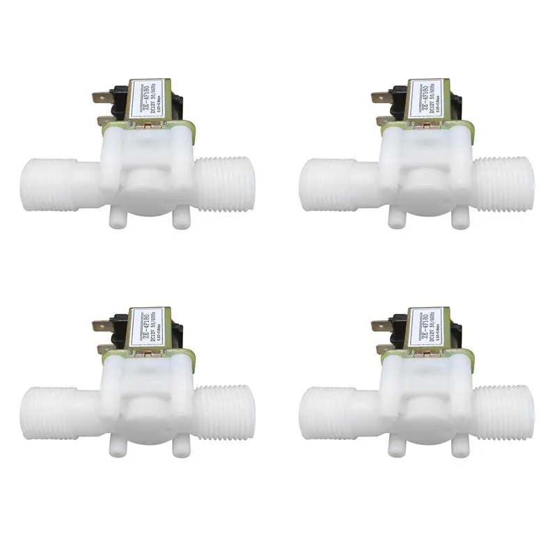 ABSS-4X 12V 1/2Inch N/C Plastic Electric Solenoid Valve Magnetic Water Air Normally Closed