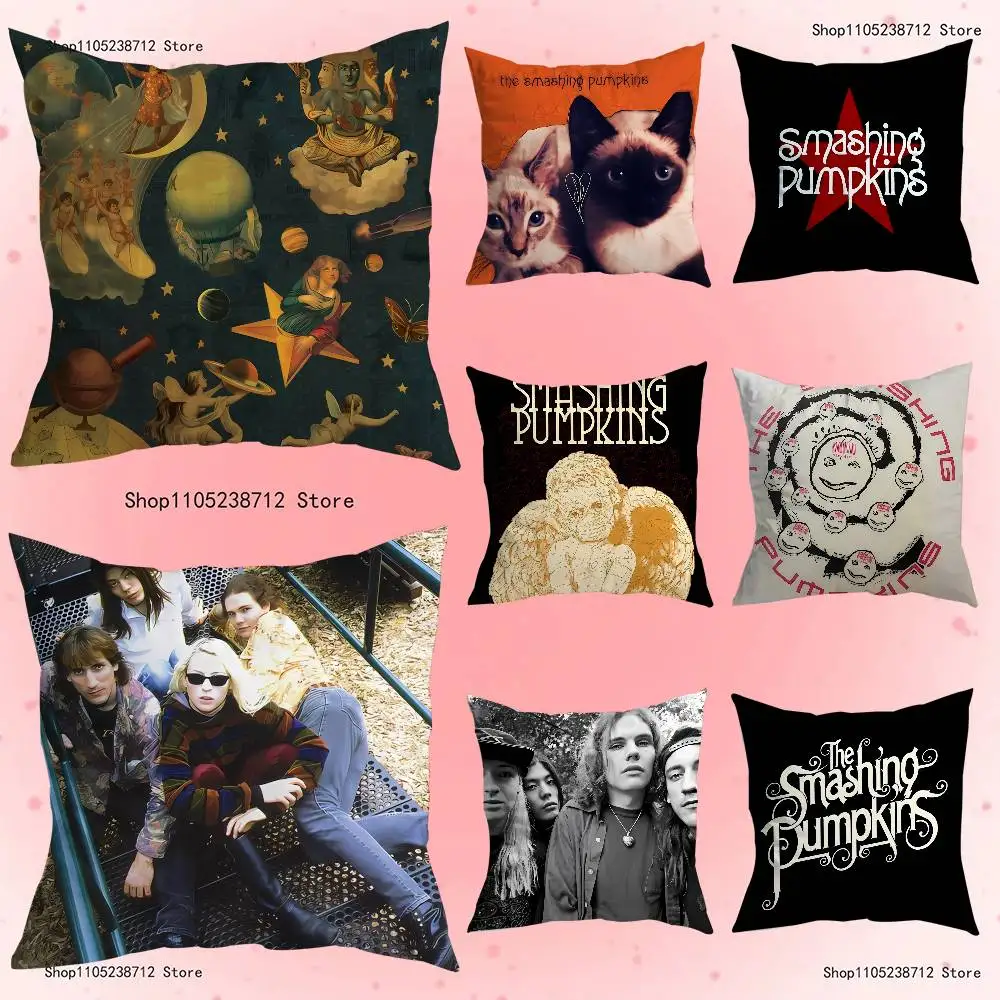

The S-Smashing P-Pumpkins Anime Pillow Case Anti-dustmite Pillowcase Invisible zipper silky short plush Sofa cushion cover