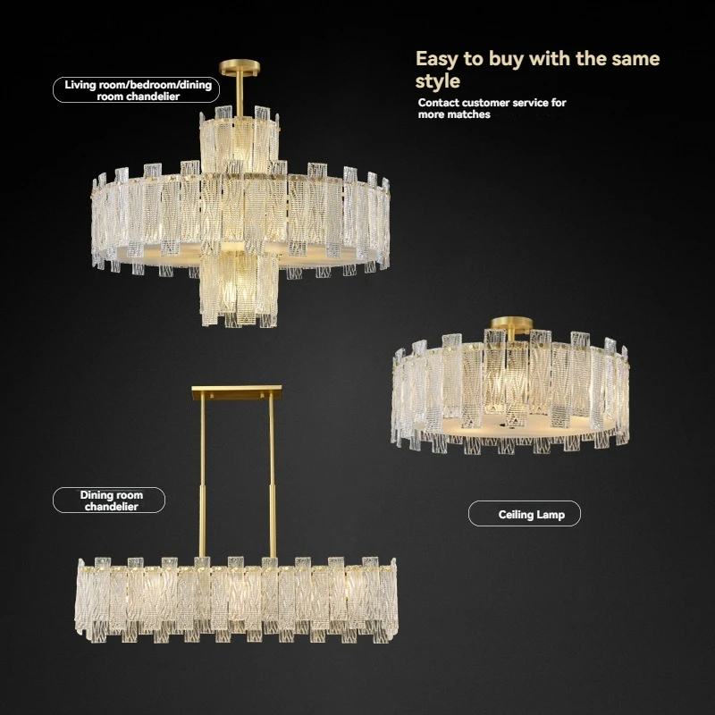 جميع مصابيح قلادة غرفة الطعام النحاسية، ثريا كريستالية مصممة، مصباح سقف ذهبي فاخر لغرفة المعيشة وغرفة الطعام وبار الفندق