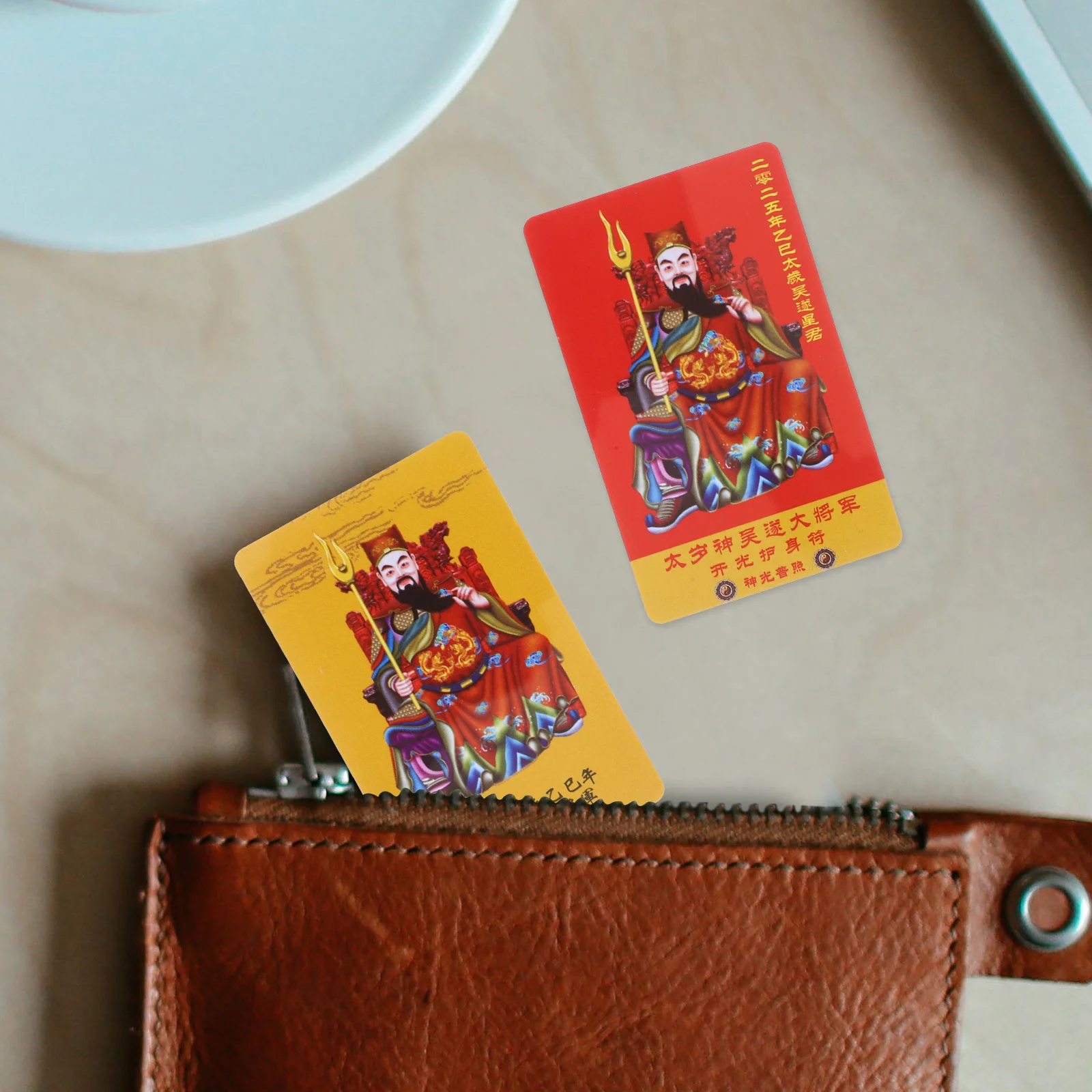 2 Pcs Keychain Wallet Year of Tai Sui and Snake Wealth Protection Amulet Amulets Round Miss