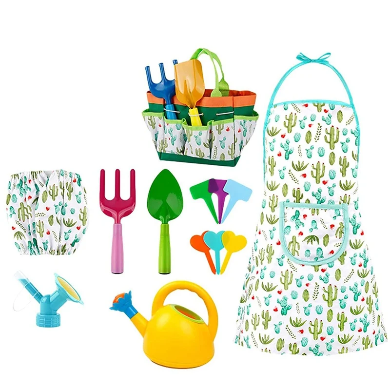 

Children Gardening Set 16Pcs Kids Gardening Tools With Watering Can,Fork, Rake, Kids Apron, Gardening Tote Gardening Kit