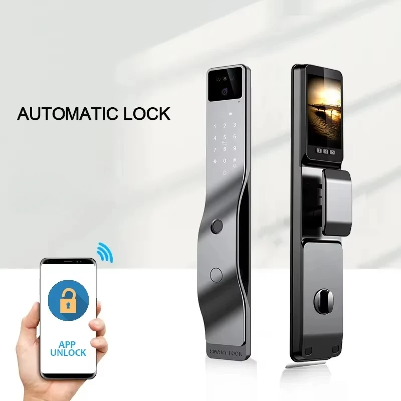 New Arrival WiIFI 3D Face Recognition ID Smart Door Lock with Peephole Camera Display