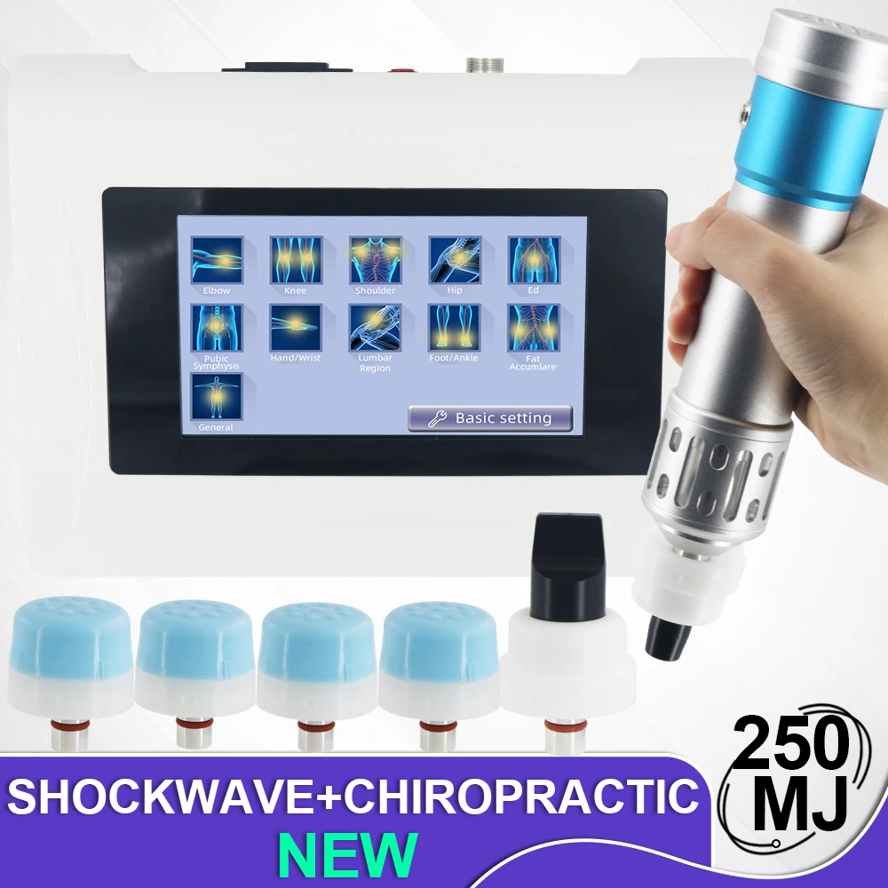 

250MJ Shockwave Therapy Machine For Erectile Dysfunction And Scapula Pain Relief Shock Wave Chiropractic Gun 2 IN 1 Massager New