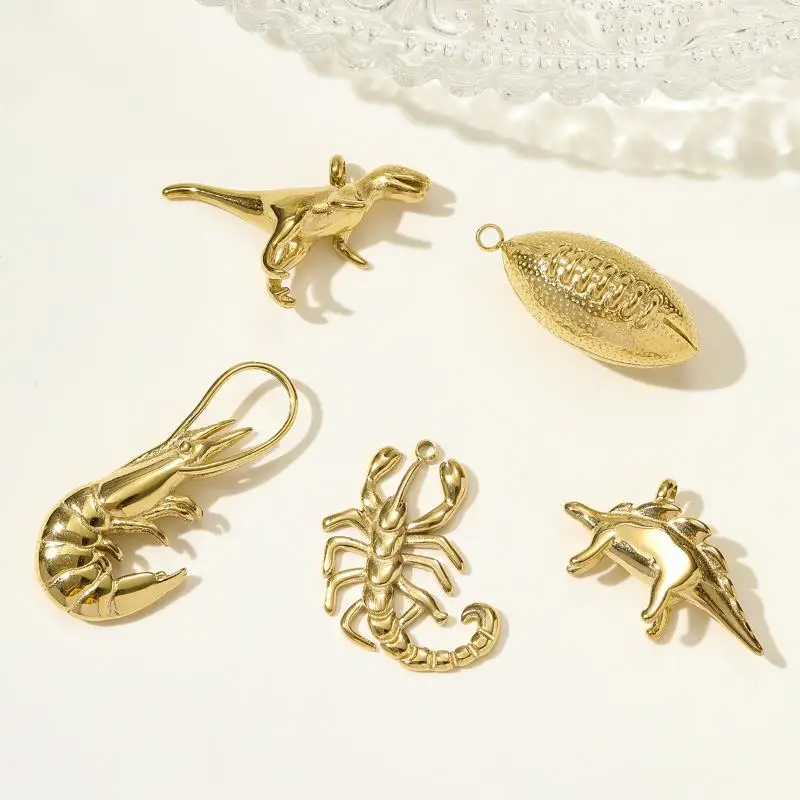 Gold Plated Mixed Animal Rugby Charms Polished Shiny Smooth Finish for DIY Jewelry Making Party Craft Activities