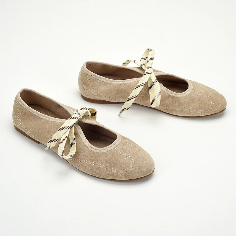 

Женские балетки на шнуровке, повседневные женские туфли из искусственной замши с круглым носком, удобные лоферы на мелкой мягкой подошве, новые