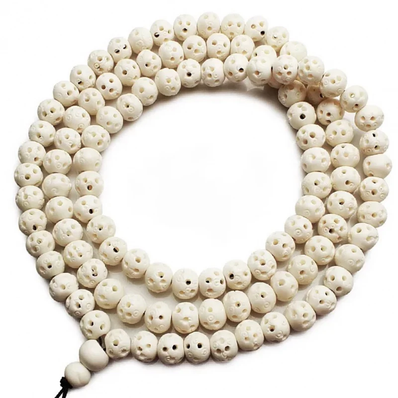 

Natural cow carved round Buddha bracelet, loose beads, DIY jewelry accessories, bone carving crafts