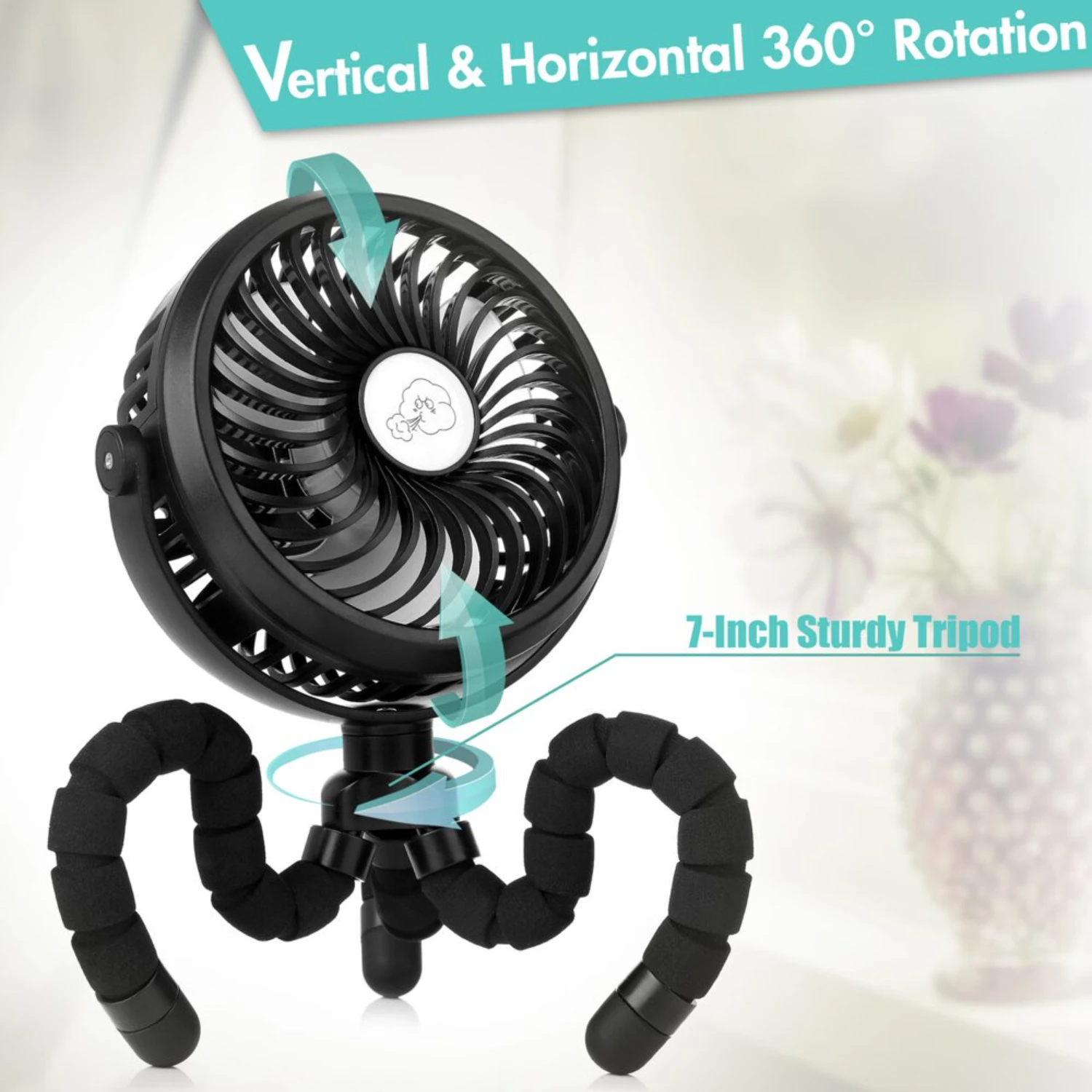 Ventilador para cochecito Panergy, ventilador con clip alimentado por batería con trípode flexible, ventilador personal portátil 360 °   Ajustable, para Cochecito, Ca