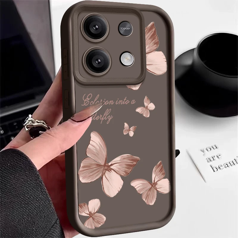 Shockproof Golden Butterfly Case For Xiaomi 11T 13T Pro Poco F6 X6 X5 M6 Pro 4G Funda Redmi Note 10 11 12 13 Pro 5G 11s Cover