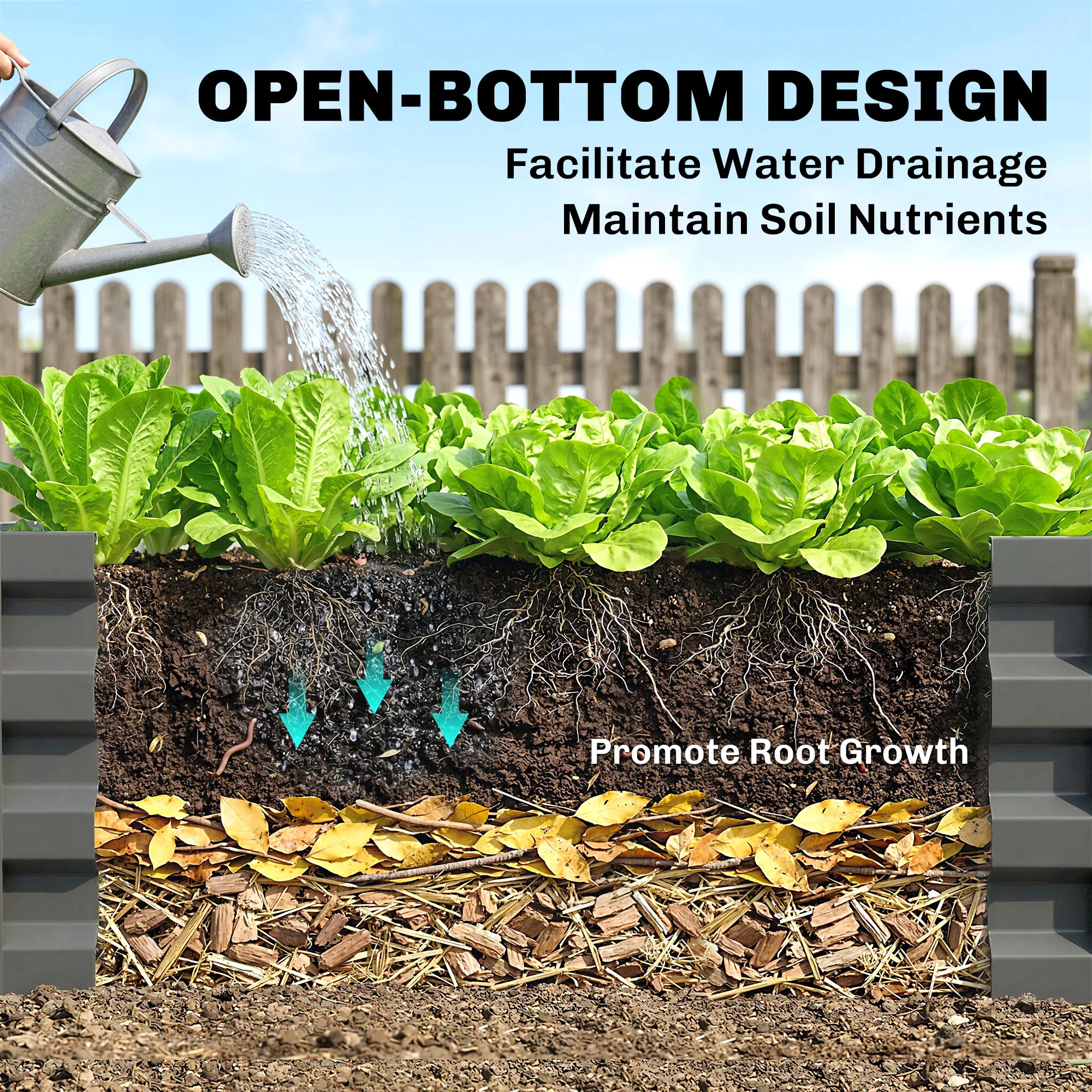 Raised Garden Bed Steel Planter Growing Box for Vegetables Flowers Light Grey