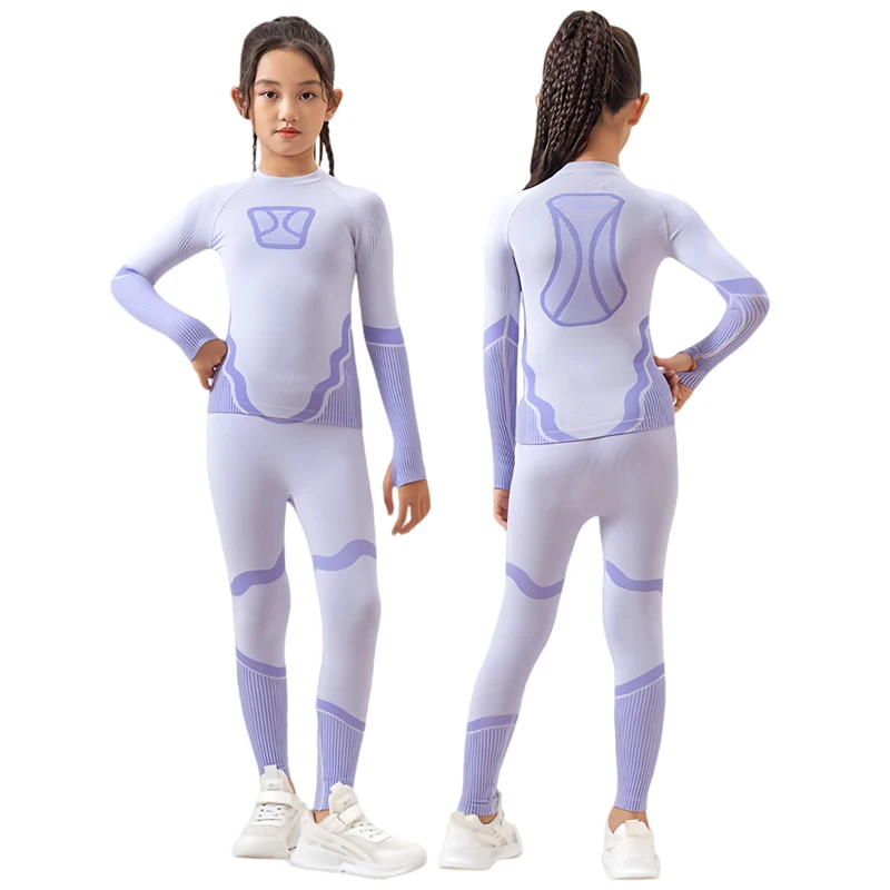 Boys Girls Winter Outdoor Sports Underwear Set Seamless Quick Drying Function Kids Thermal Compression Tracksuit Breathable