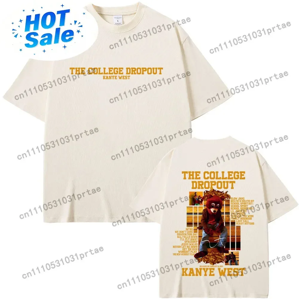 Rapper Kanye West The College Dropout Bear Graphic T-shirt Men Women Hip Hop Pop Music T Shirts Casual Cotton Vintage T-shirts b