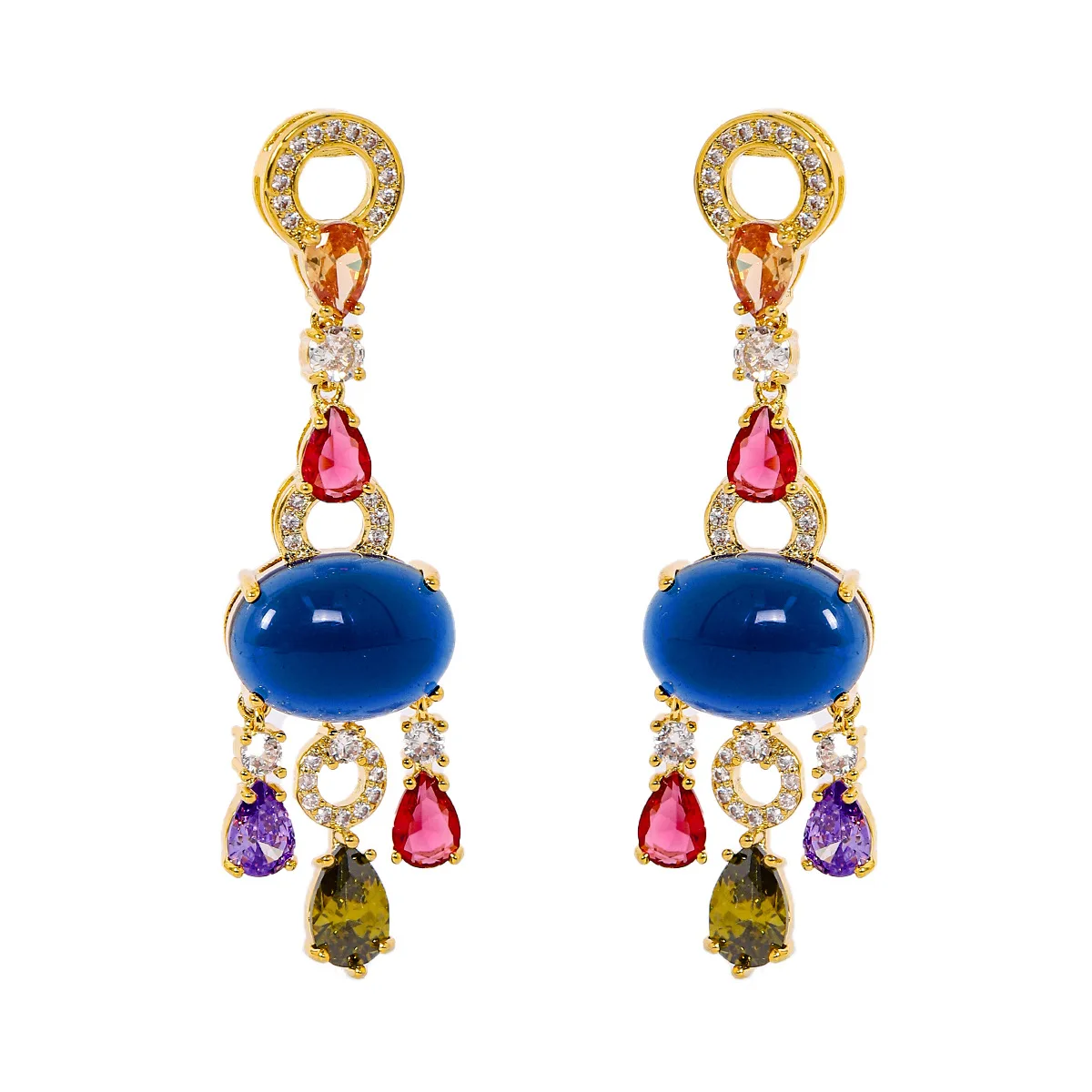 

new unique earrings vintage gold color shiny zircon long pendant earrings for women dropshipping