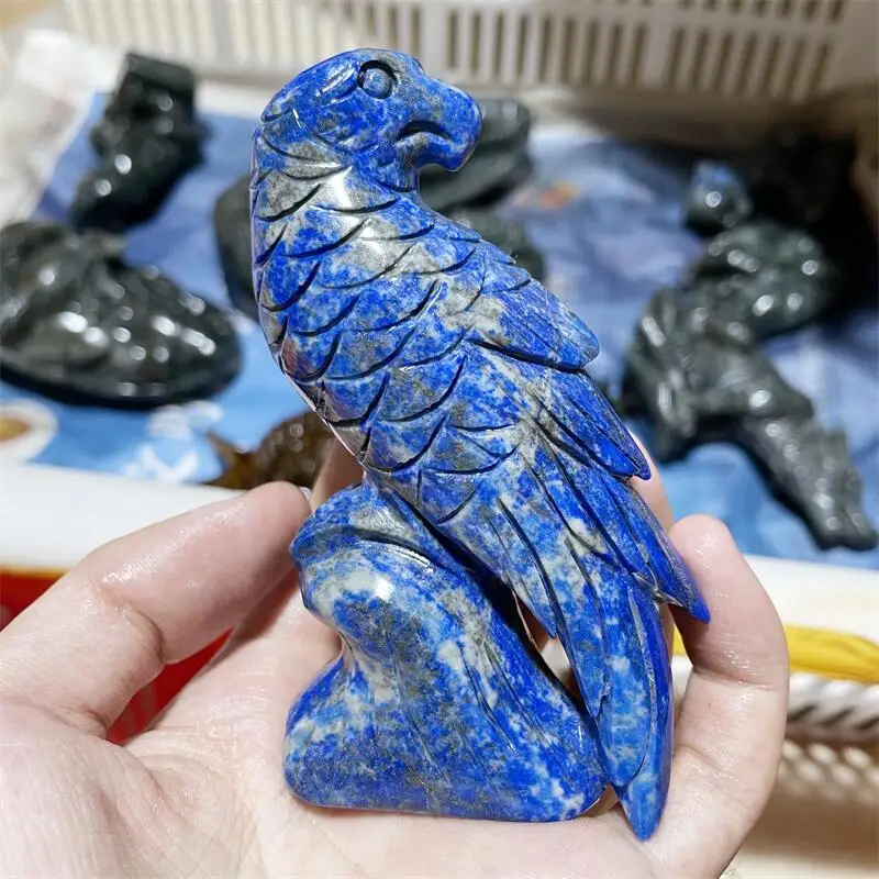 Natural Lapis Lazuli Eagale Animals Quartz Figurine Healing Crystals Home Decor Reiki Gifts 1pcs