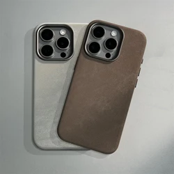 Metal Lens Flannel Fiber Magnetic Shockproof Leather Case For iPhone 17 Air 16 15 14 13 12 Pro Max Magsafe Wireless Charge Cover