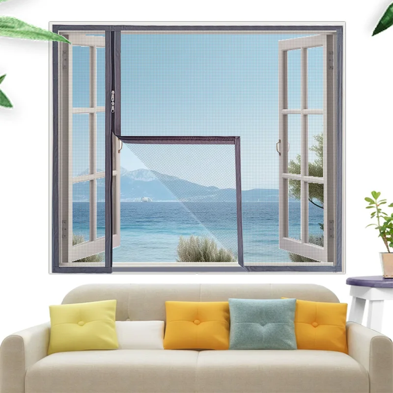 

New grey zipper customized size, mosquito screen window, self-adhesive screen window, household invisible mosquito net,no holes