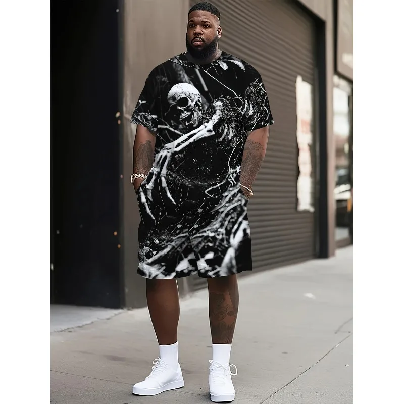 3D Print Short Sleeve T-shirts Shorts 2-piece Set Men's O-Neck T-Shirts for Man Set Summer T Shirt Clothing Drawstring Shorts