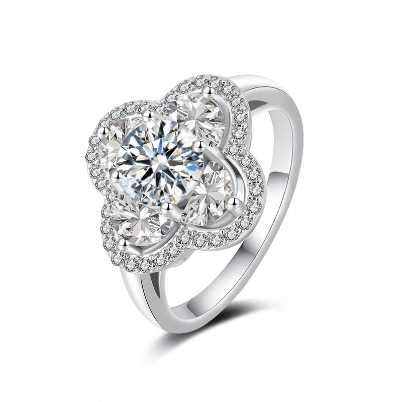 

Кольцо Super Flash с конюшиной из муассанита 1 карат и сертификатом пройдена с бриллиантами, серебро S925, женские романтические ювелирные изделия, подарок