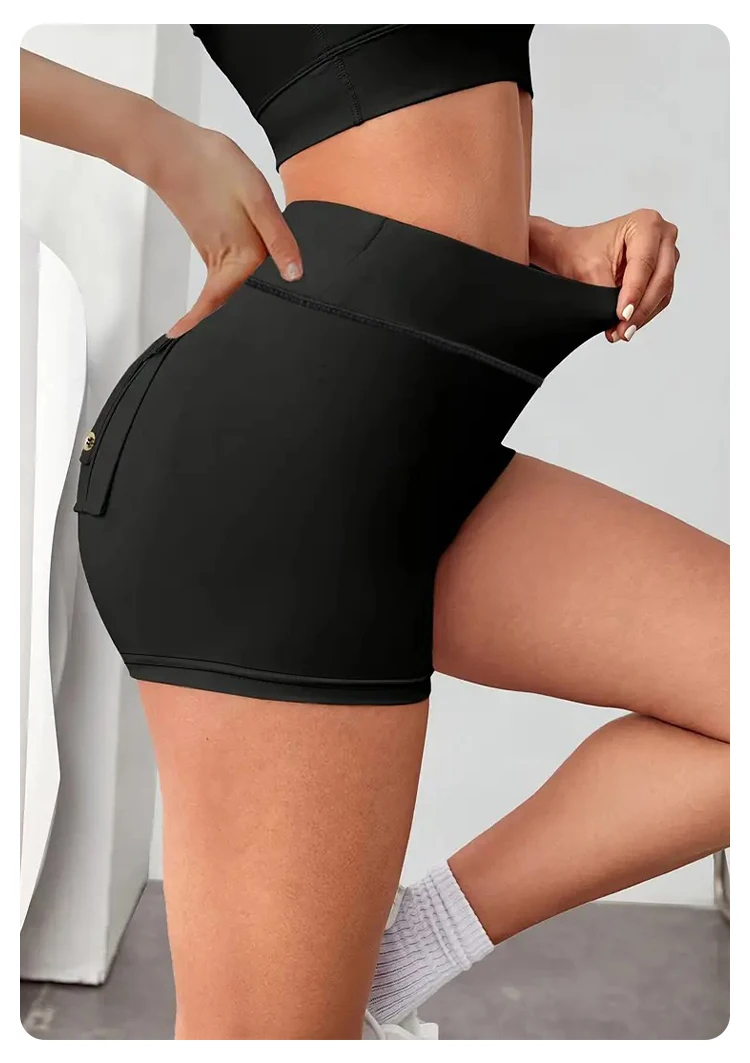 Women High Waist Cargo Yoga Shorts, Butt Lifting Multi Pocket Workout Shorts High Stretchy Shorts for Gym Fitness Running Wear