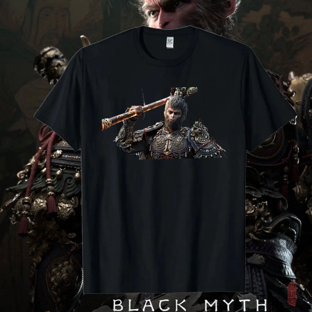 Black Myth WuKong Game Live Men Cotton T Shirts 6 Eared Macaque Graphic Unisex Tops Summer Streetwear Game Player TShirts