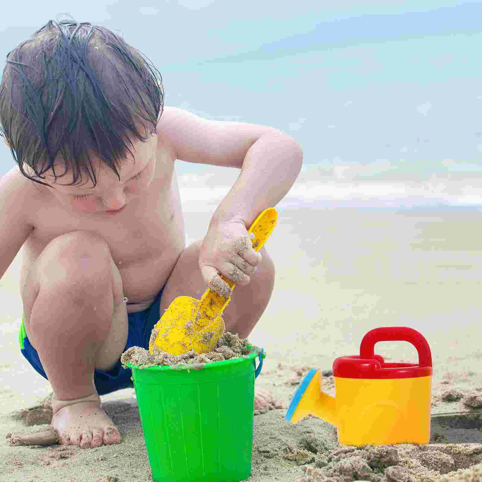 6 annaffietti per bambini, colore brillante, di piccole dimensioni, comodi, portatili, da spiaggia, da bagno, da giardino, in plastica, per bambini