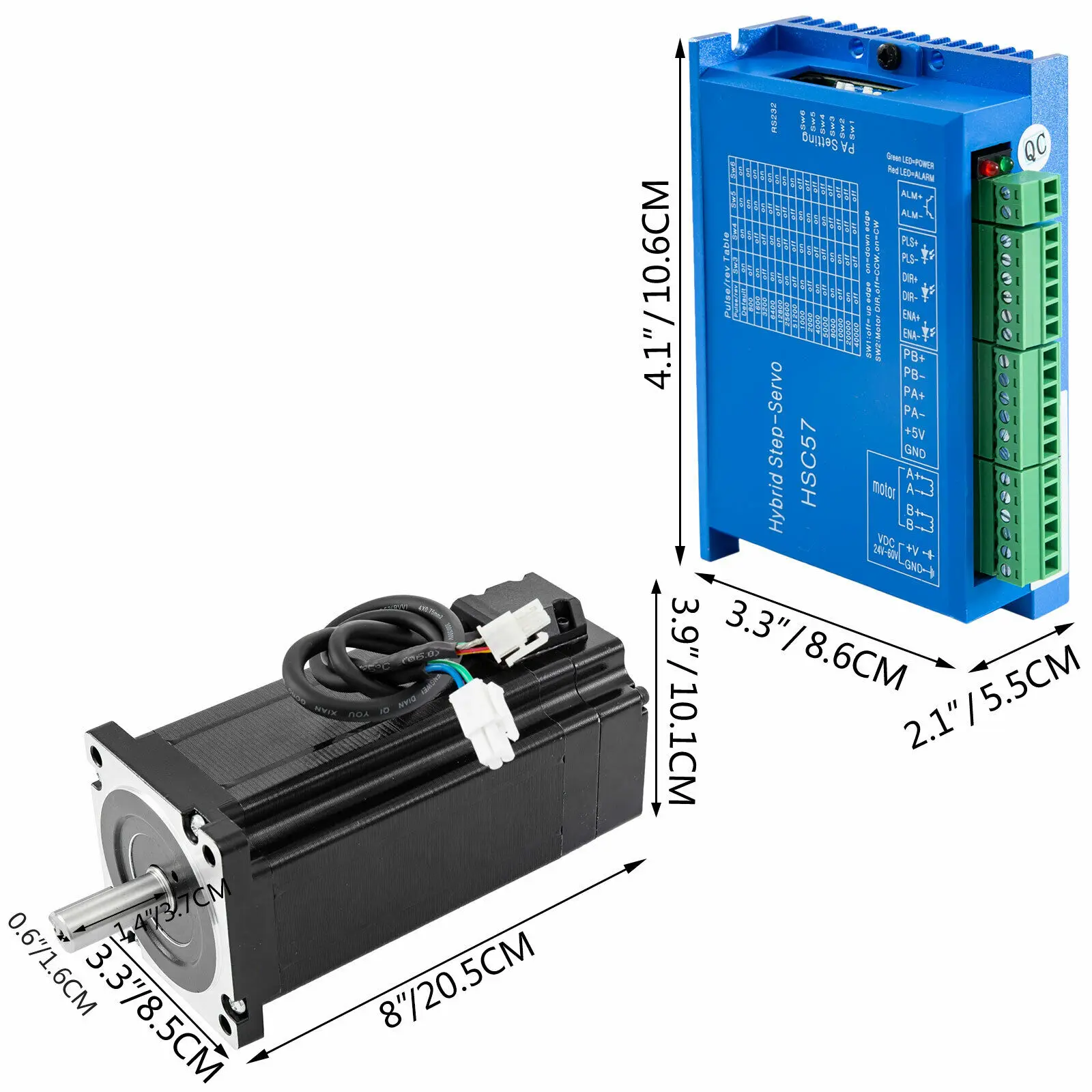 VEVOR Nema34 12N. M Motor Stepper Loop Tertutup dengan Kit Driver Servo Hibrida HSC86H 2 Fase untuk Encoder Garis Laser Ukiran CNC 1000