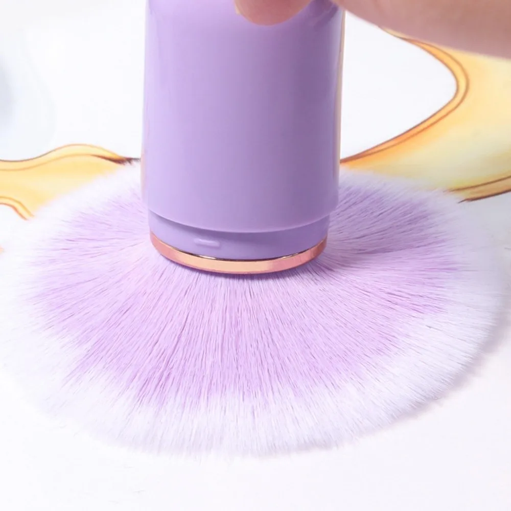 Capsule Retractable Nail Dust Brush Artificial Fiber Rhinestone Handle Capsule Shape Powder Brush Ergonomic Retractable
