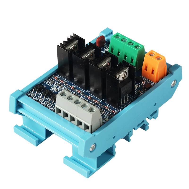 4 Channel  PLC DC Amplifier Board No Contact MOS Control Optical Isolation  Heat Protection for PLC