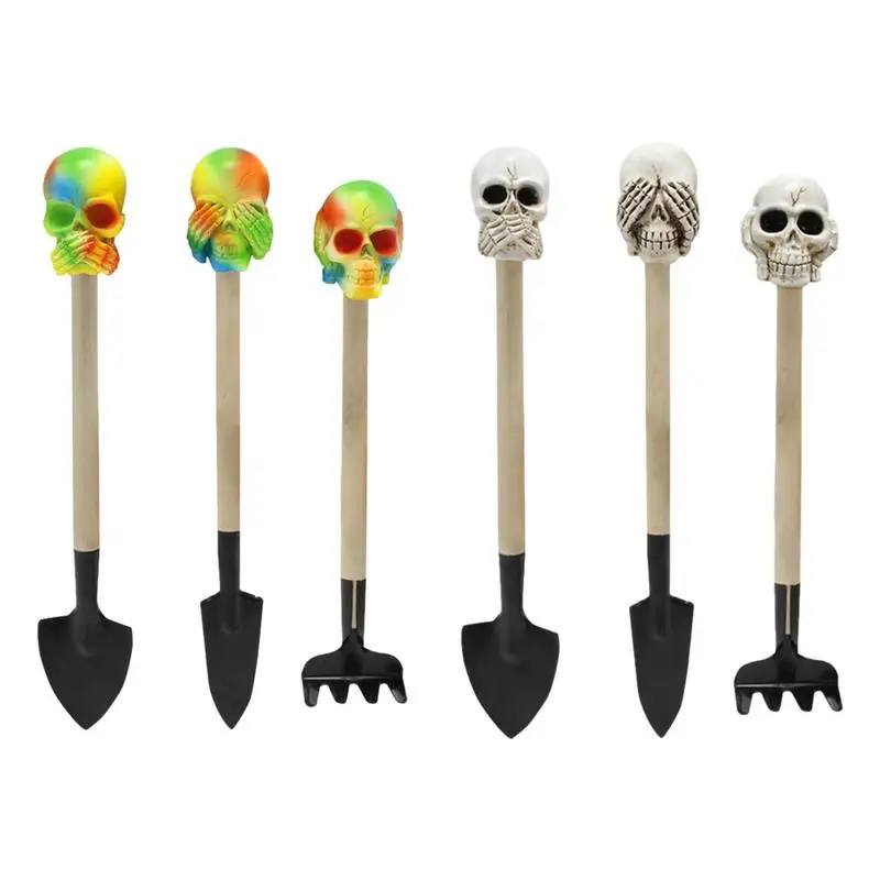 3Pcs Garden Tool Set Flower Pot Shovel Gothic Skull For Garden Plant Flower Pot Cactus Vegetable Digging Weeding Garden Tool