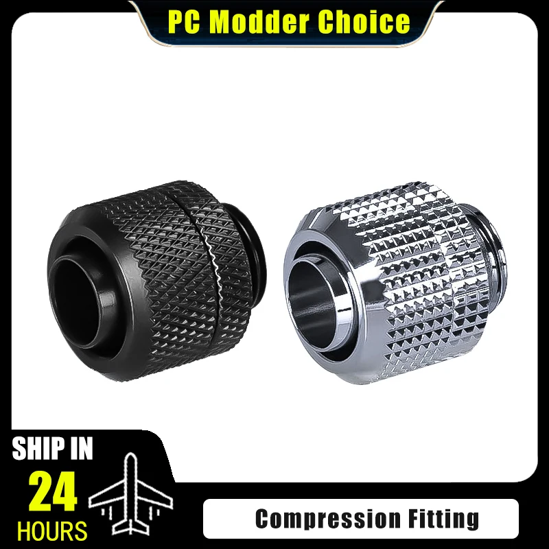 2pcs Compression Fitting Soft Tube 10/13 & 9.5*12.7mm For Water Pipe Using G1/4 Thread Hose Black/Silver AU-FT3-Tn