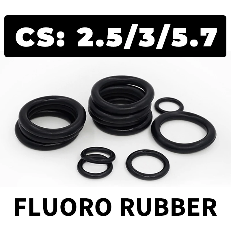 Thickness CS2.5/3/5.7mm Black FKM O-ring FPM Fluorine Rubber Sealing Gasket Elasticity Rubber Washer Ring Spot Wholesale