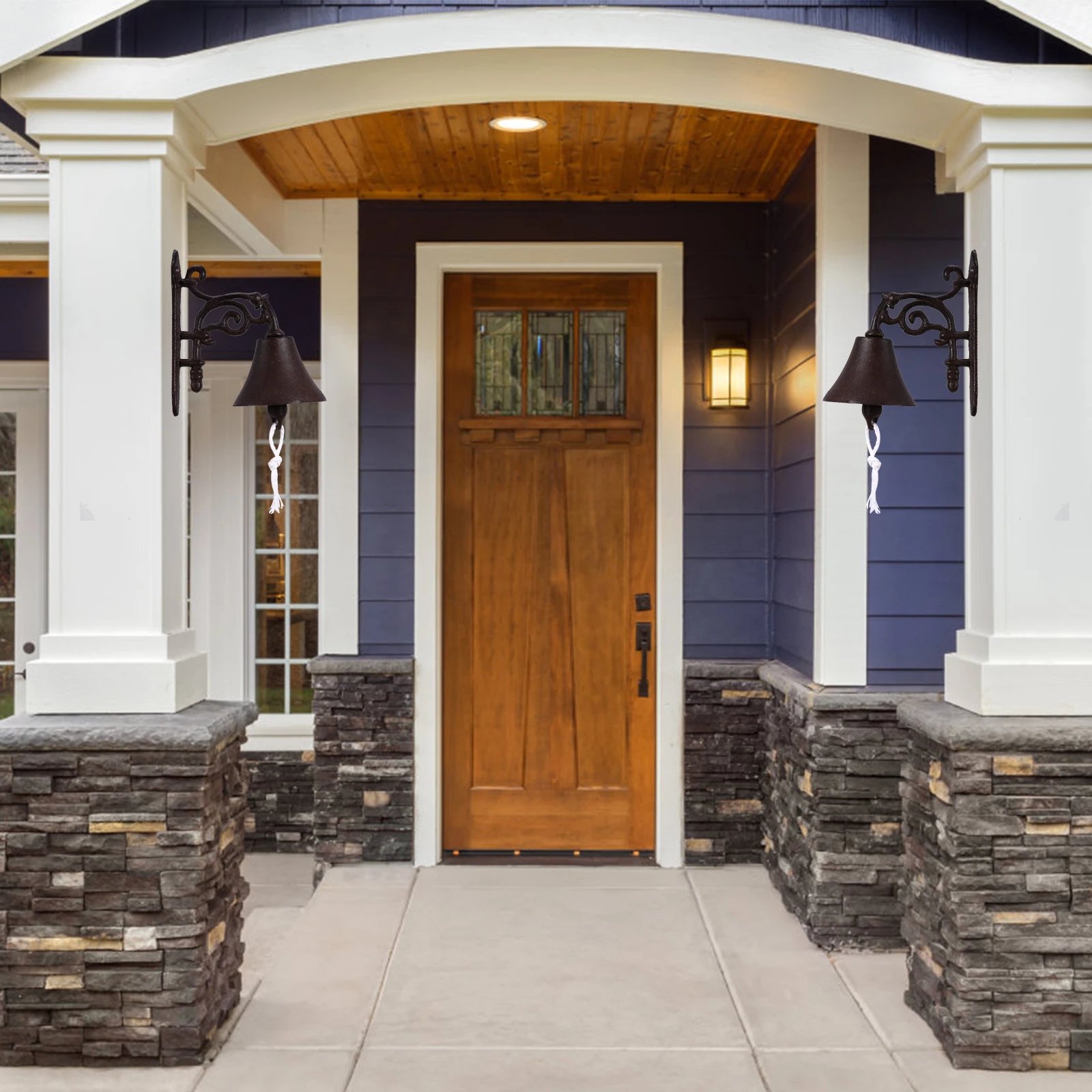 

1 Set Retro Doorbell Cast Iron Wall Hanging Bell Rustic Style Shaking Doorbell For Home Garden Decor Vintage Wind Chime Holiday