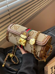 High-end designer all-match chain bag women's bag 2025 new fashion niche texture fashion one-shoulder messenger bag cylinder bag