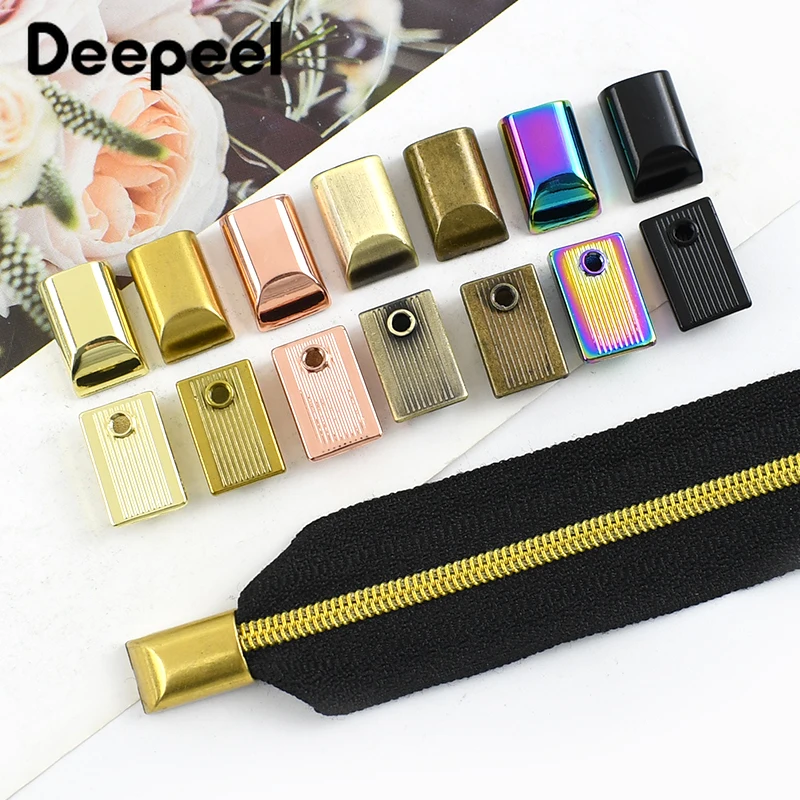 10/20Pcs 9mm Metal Zipper Stopper Zippers Tail Clip Plug Head with Screw Handbag Strap Tails Clasp Zip End Stop Leather Crafts