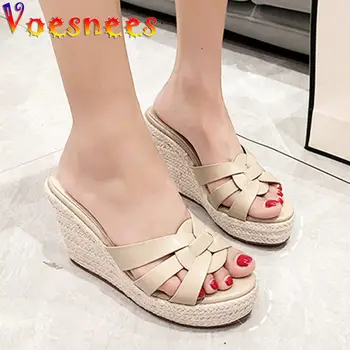 10公分休閒夏季涼鞋麻繩厚底拖鞋設計師坡跟高跟鞋新款編織戶外女鞋穆勒鞋 10 最佳銷售 設計師坡跟鞋 - №10