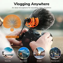 PIXEL Camera Microphone Shotgun Microphone Professional Super Cardioid VideoMicro Perfect for Canon EOS, Nikon DSLR Cameras