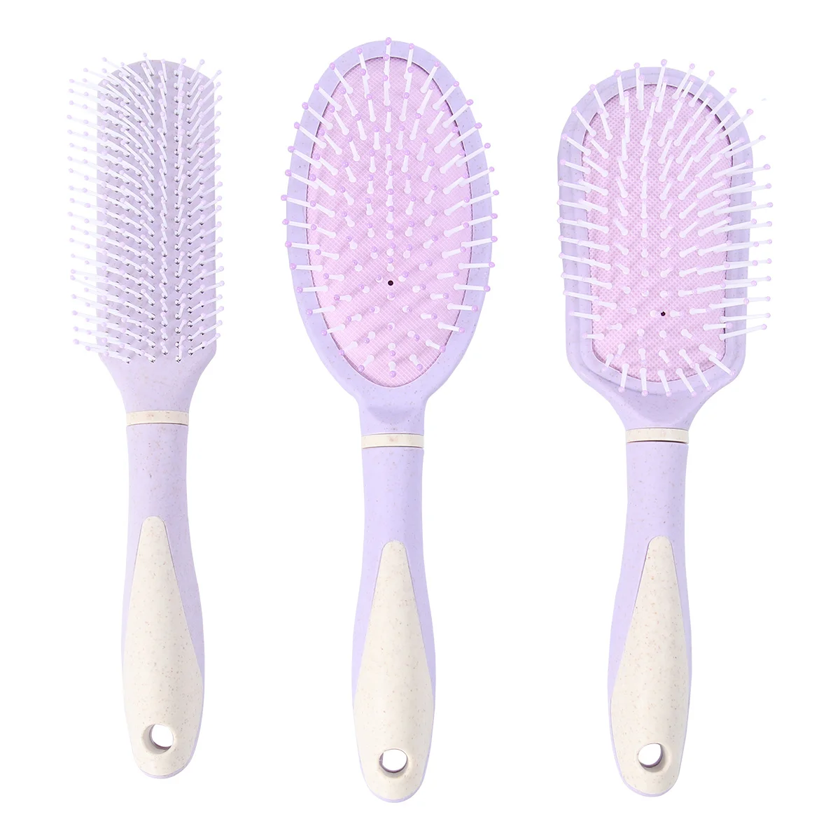 

1Set Portable Hair Massage Comb Hairdressing Brush ABS Ergonomic Handle Relax Scalp Relieve Stress 3 Pieces Purple