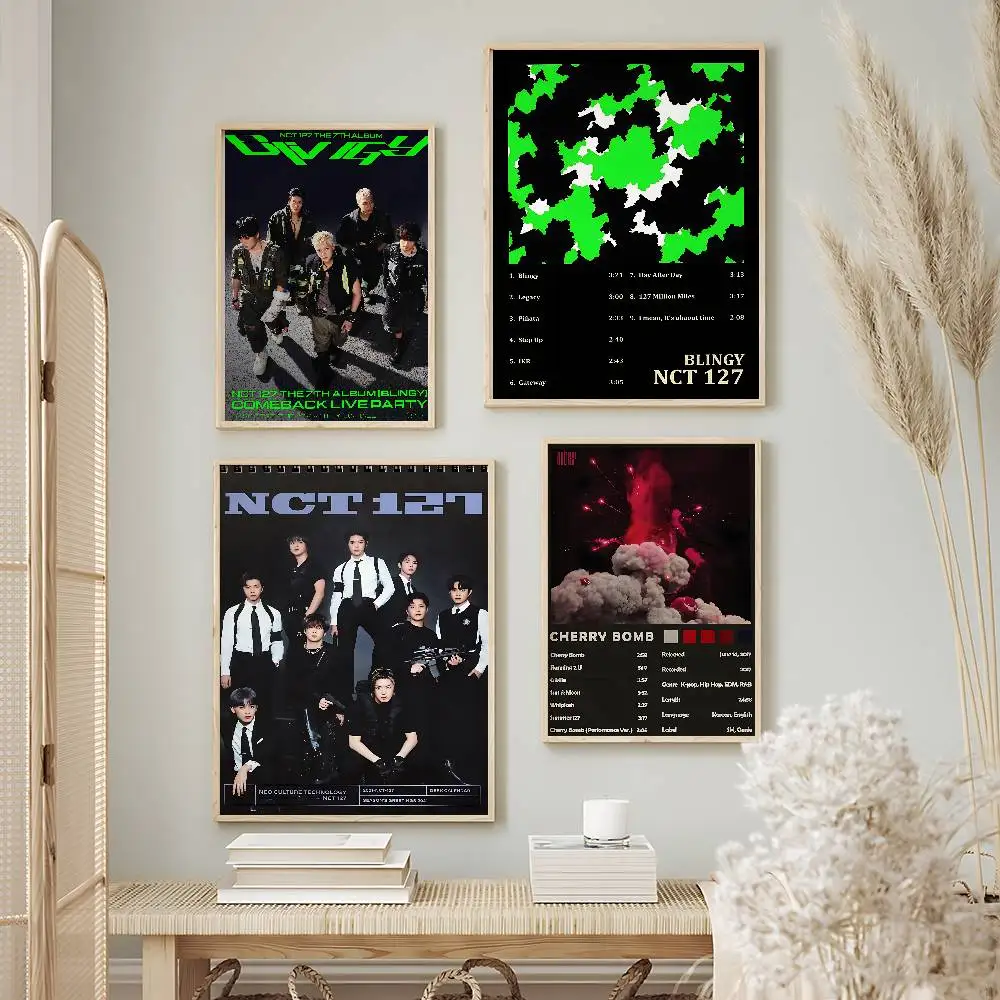 Trending K-Pop NCT 127 Posters Premium Self-Adhesive No Residue Wall Sticker for Home Office Bar Decor