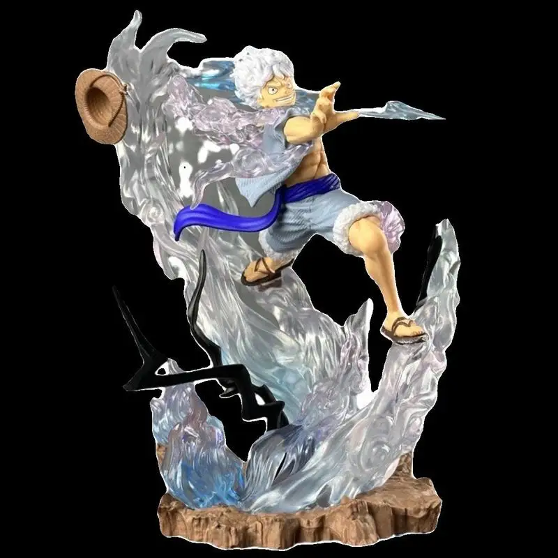 قطعة واحدة أنيمي الطرفية نموذج البرق المستوى 5 نيكا لوفي عمل أرقام الشمس الله القش قبعة فرقة تمثال حلية اللعب #4