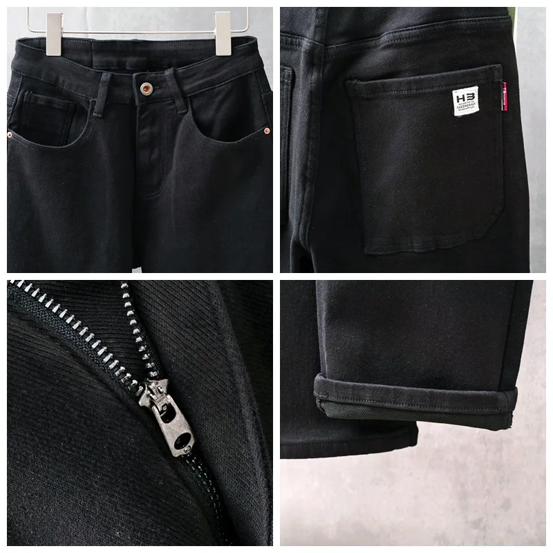 Jeans Pria Trendi Baru 2025, Hitam, Modis, Sederhana, Longgar, Tabung Lurus, Kendur, Celana Kaki Lebar