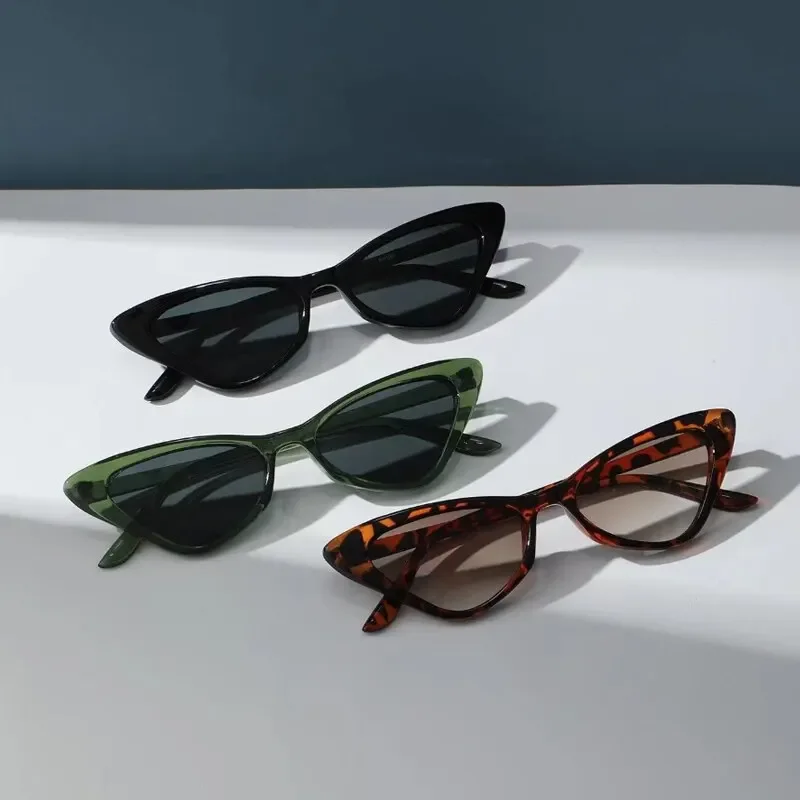 3 أزواج لكل مجموعة صغيرة عين القط النظارات الشمسية النساء لطيف نحيل القط العين النظارات الرجعية خمر ضيق Cateye نظارات شمسية مجموعة