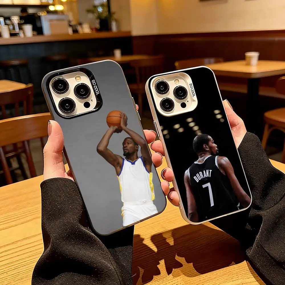 Capa de Celular Basquete K-Kevin D-Durant para iPhone 17, 16, 15, 14, 13, 12, 11 Plus, Pro Max, XS, Capa Colorida Prata Funda